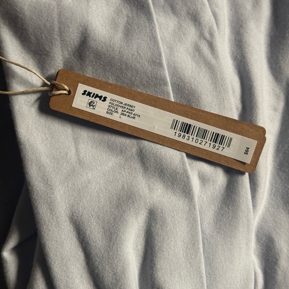 Skims Cotton Jersey Foldover Flare Pants in Zen Blue Sz Large - Picture 2 of 3